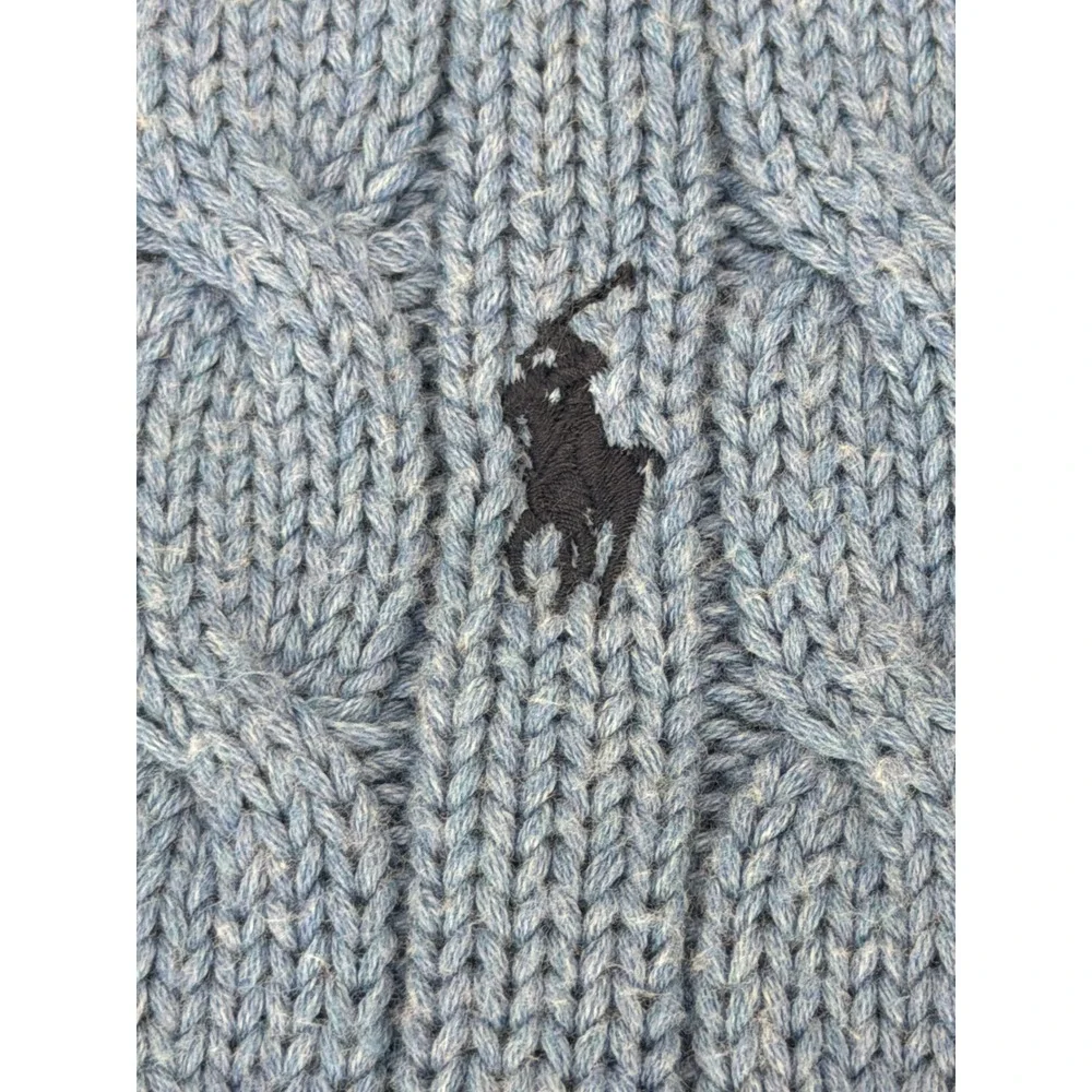 Polo Ralph Lauren Blue Cotton Cable Knit Fisherman Sweater Mens XXL Chunky